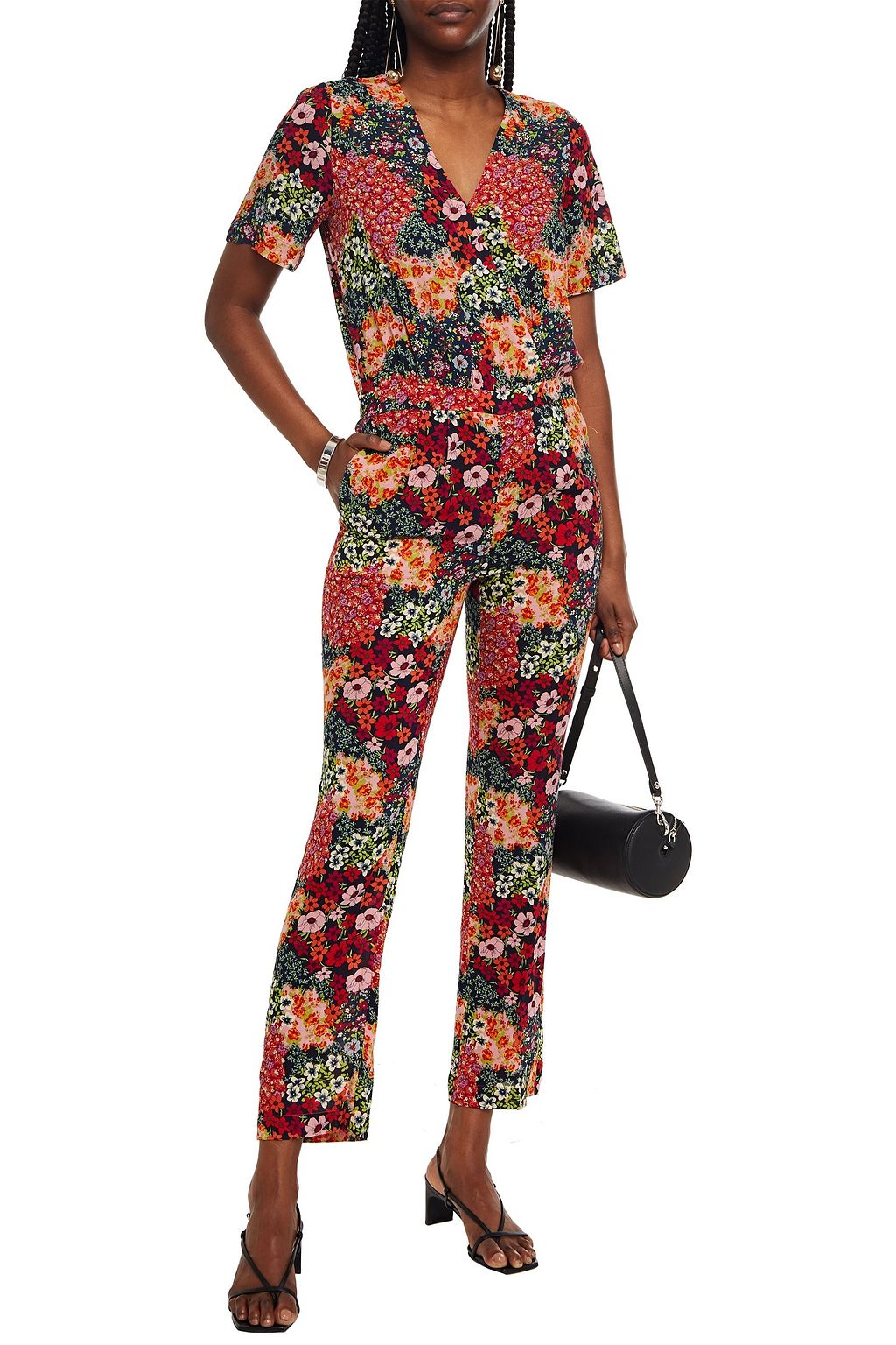 BA&SH Wrap-effect printed voile jumpsuit