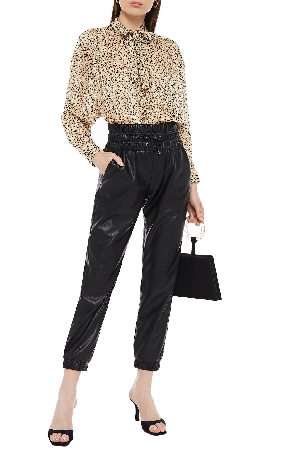JOIE Maiza pussy-bow leopard-print fil coupé chiffon blouse