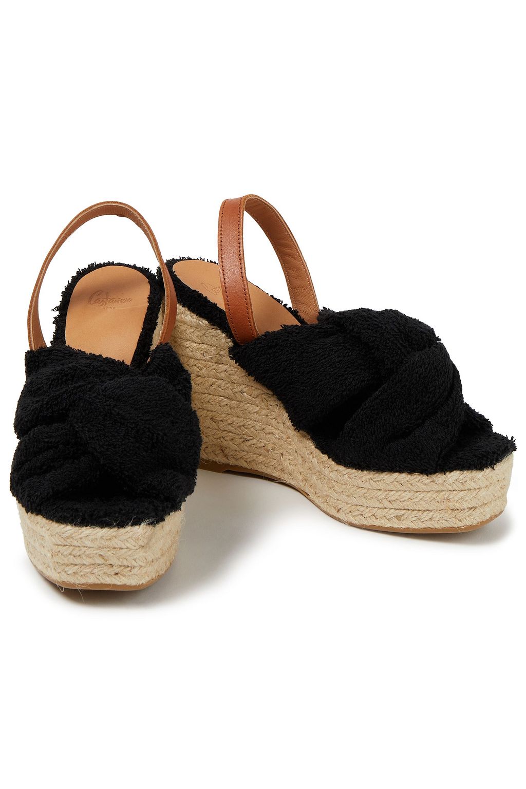 CASTAÑER Fiorella twisted cotton-terry espadrille wedge slingback sandals