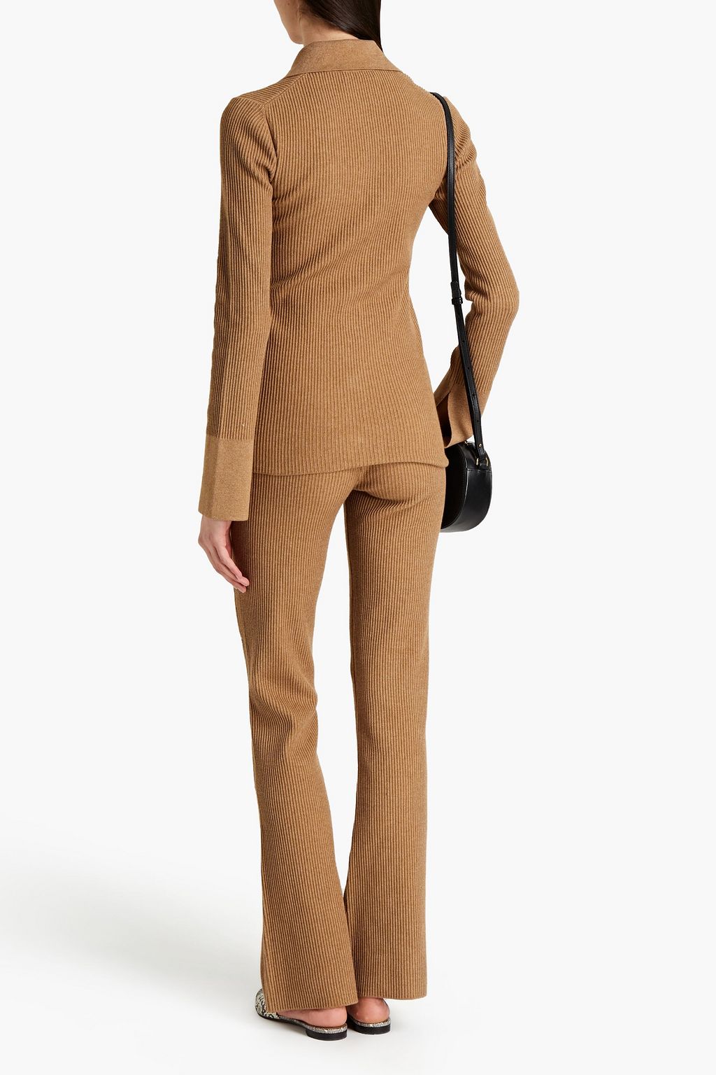 FRAME Ribbed cotton-blend flared pants