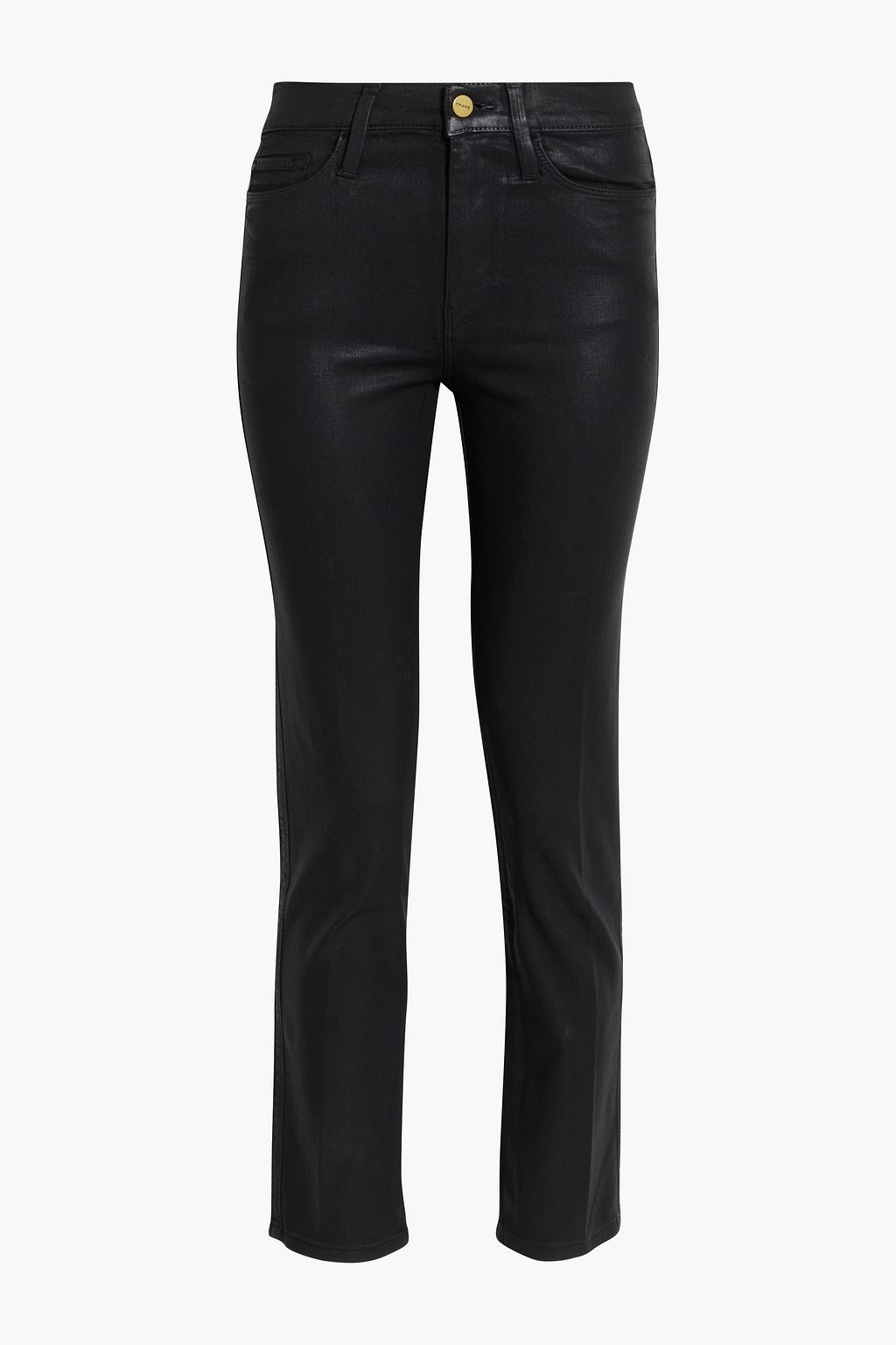 FRAME Le Sylvie coated high-rise slim-leg jeans