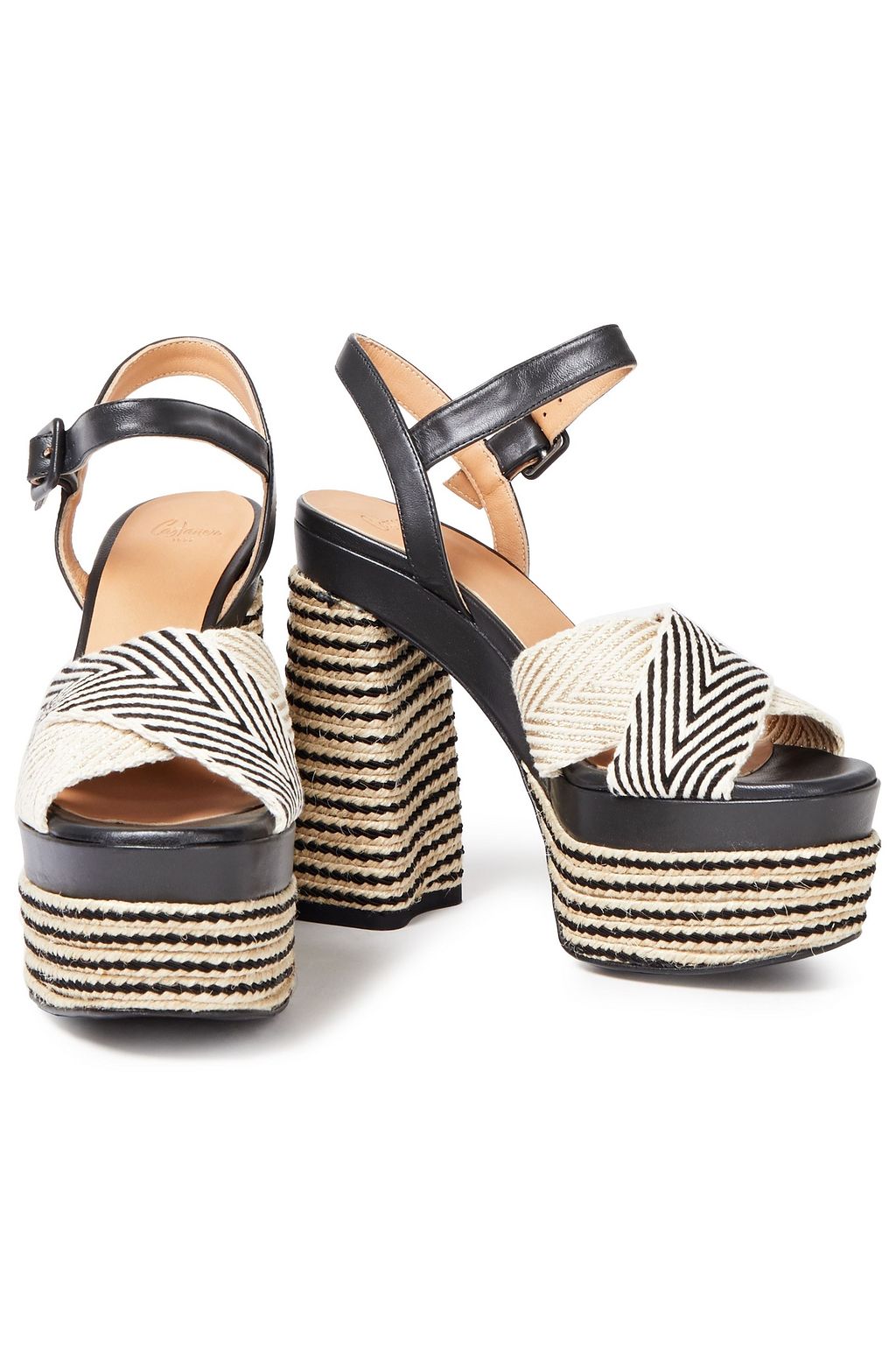 CASTAÑER Analia leather-trimmed canvas platform sandals