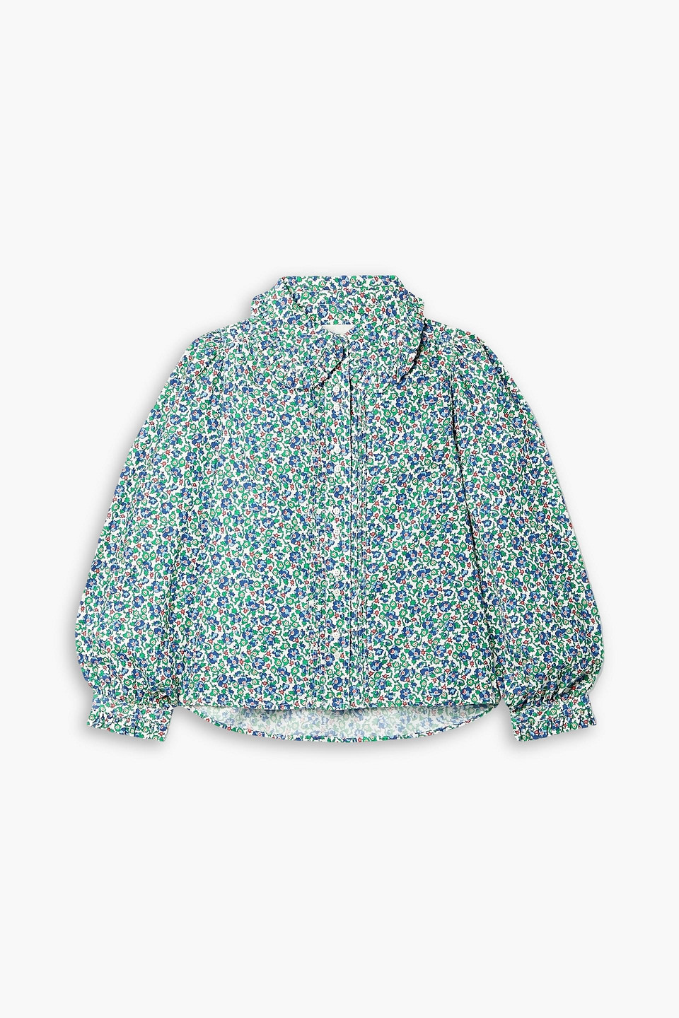 THE GREAT. - Hemmingway pintucked floral-print cotton-corduroy blouse - White - 0