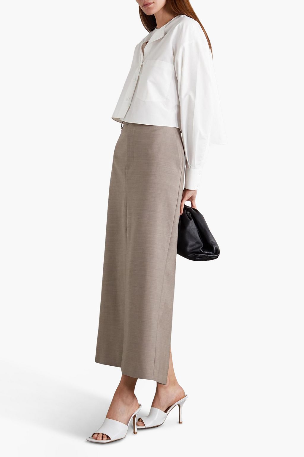 BOUGUESSA Hibah cropped cotton-poplin shirt