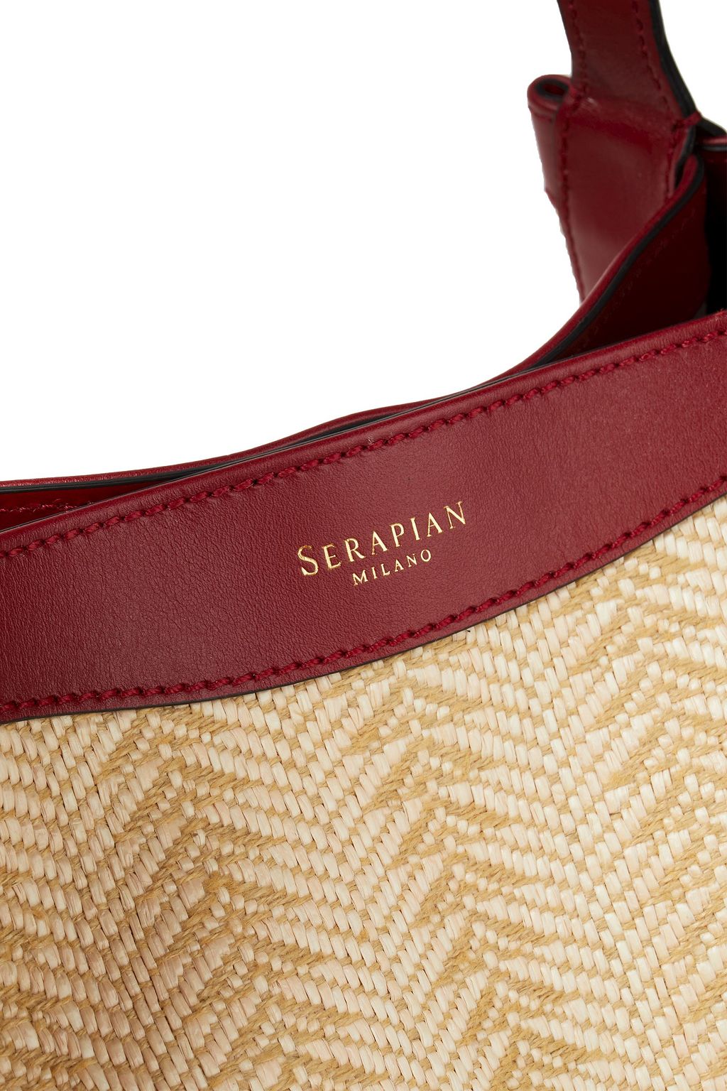 SERAPIAN Secret small leather-trimmed raffia tote