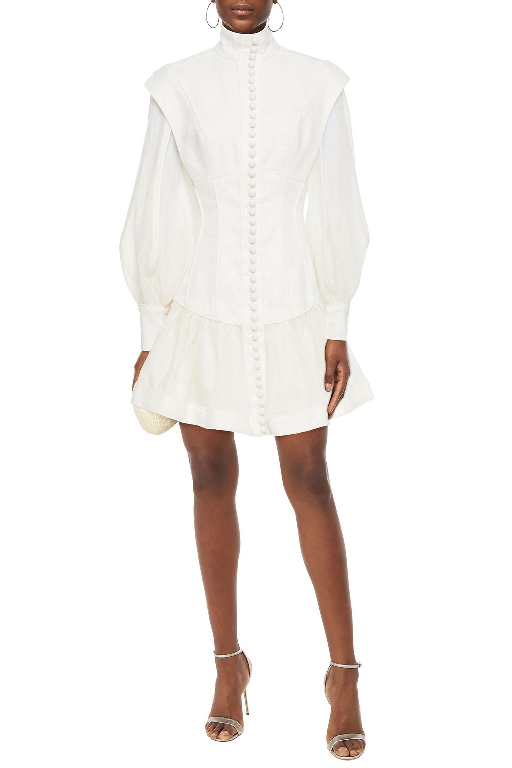 ZIMMERMANN Glassy fluted printed linen mini dress
