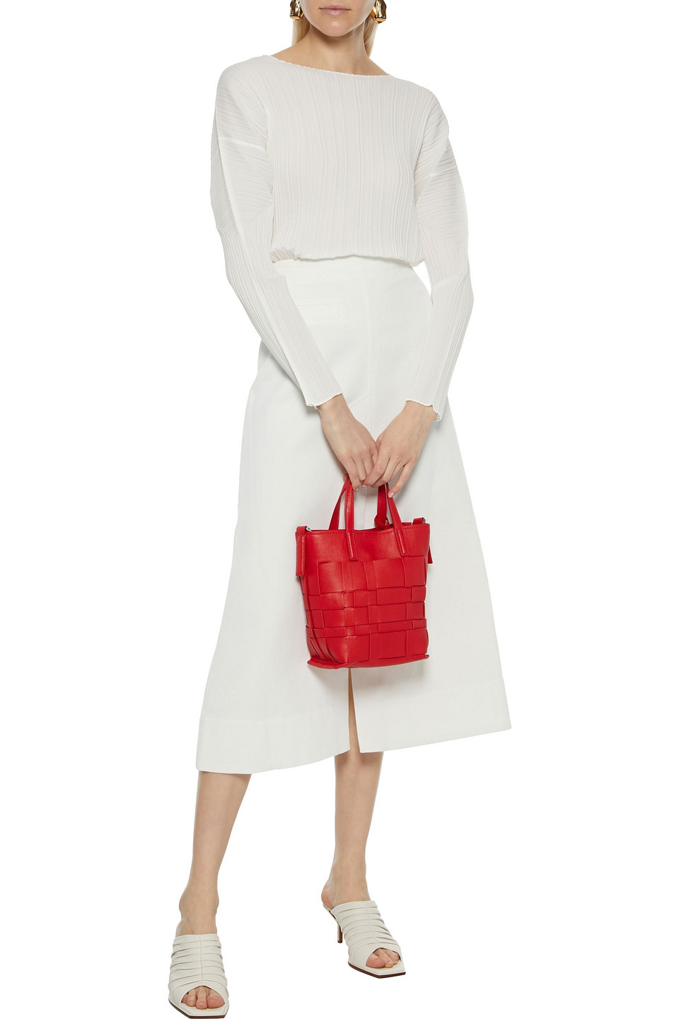 3.1 Phillip Lim Ruffled Cotton-blend Poplin Midi Skirt In Off-white