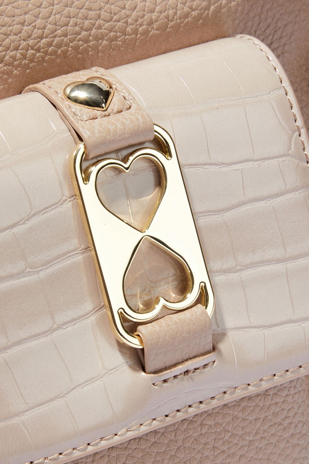 LOVE MOSCHINO Logo-appliquéd faux croc-effect and textured-leather backpack