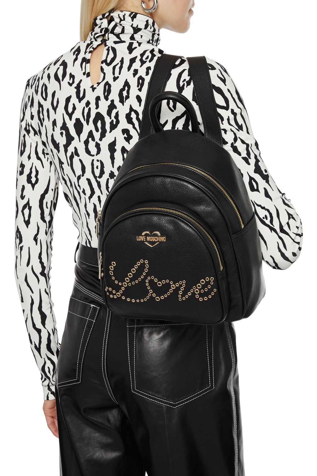 LOVE MOSCHINO Rucksack aus strukturiertem Kunstleder mit Ösenverzierung