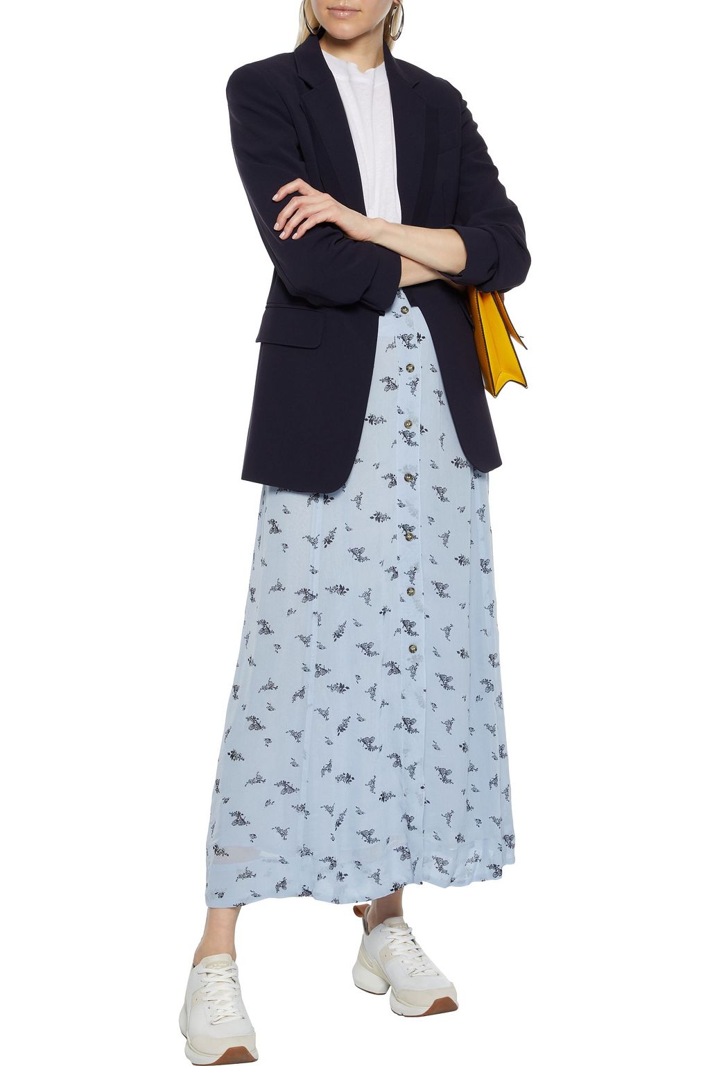 GANNI Tiger-print georgette maxi skirt