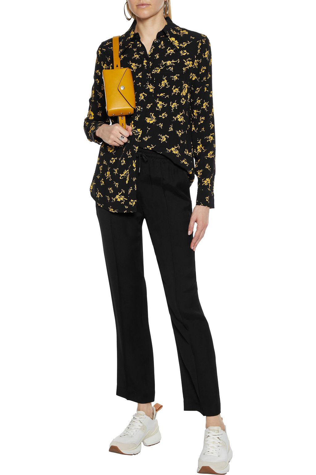 GANNI Floral-print crepe shirt