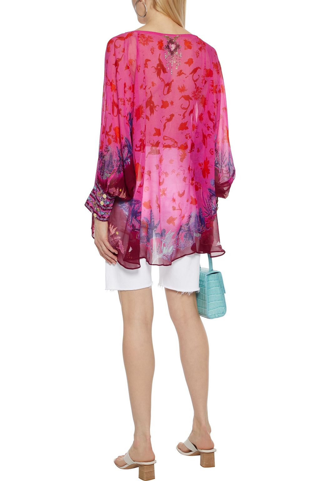 CAMILLA Crystal-embellished printed silk-georgette tunic