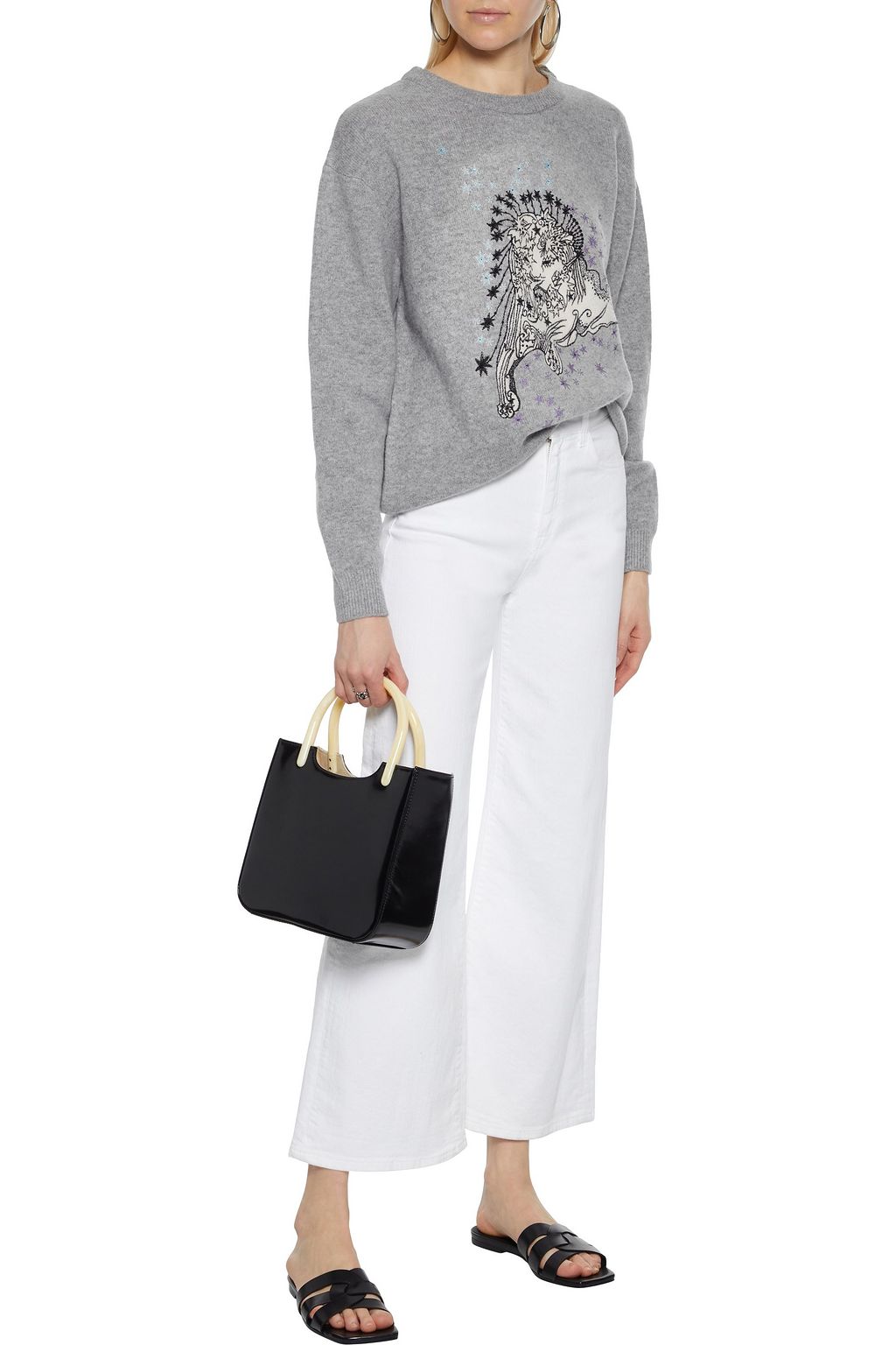 CAMILLA Embellished intarsia merino wool sweater