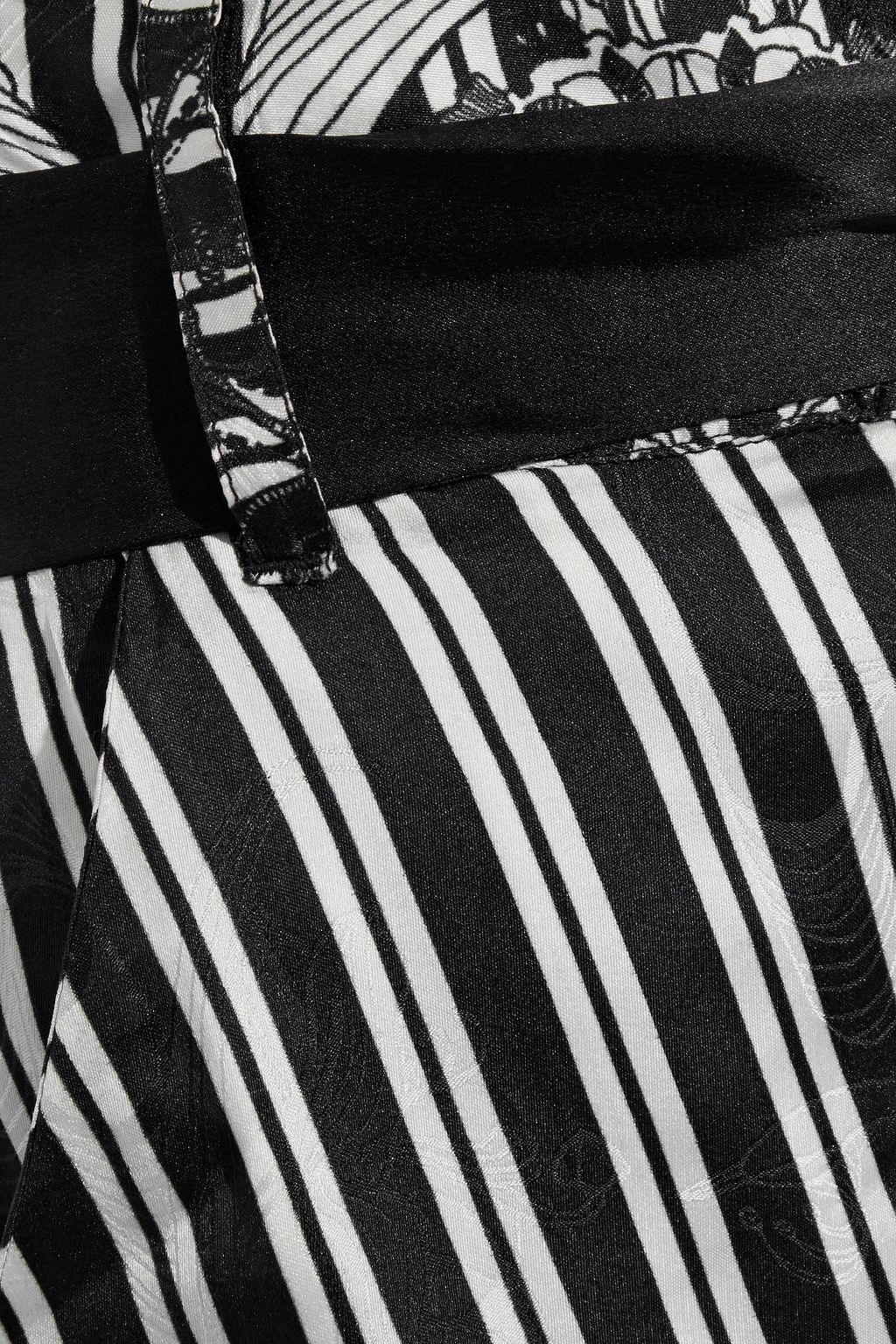 CAMILLA Belted printed silk-jacquard shorts