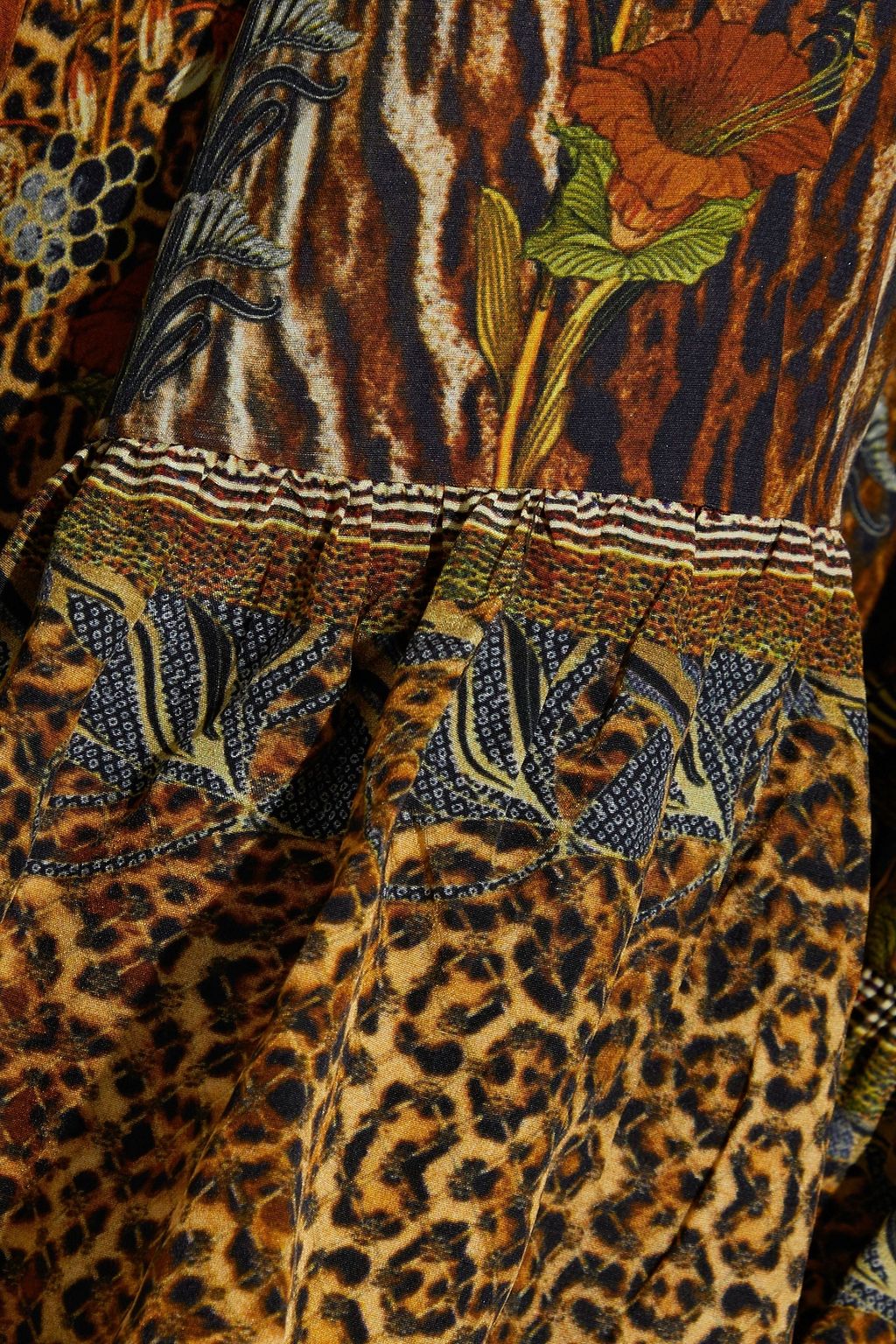 CAMILLA Ruffled leopard-print silk crepe de chine mini dress