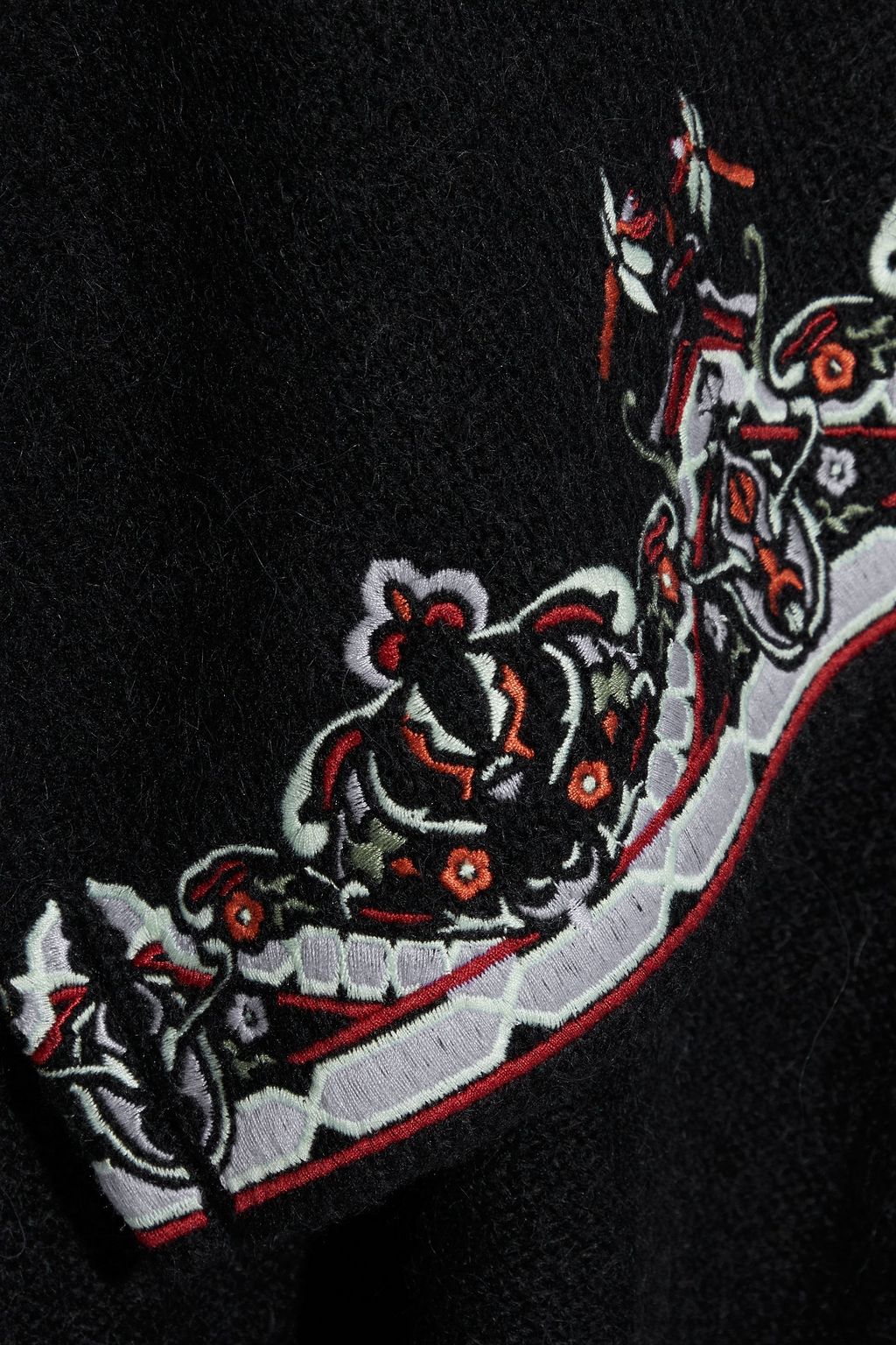 CAMILLA Belted embroidered brushed knitted cardigan