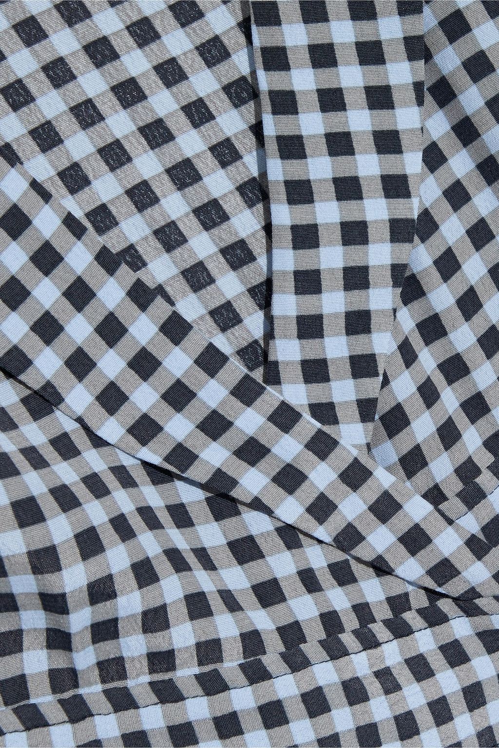 GANNI Gingham crepe midi wrap dress