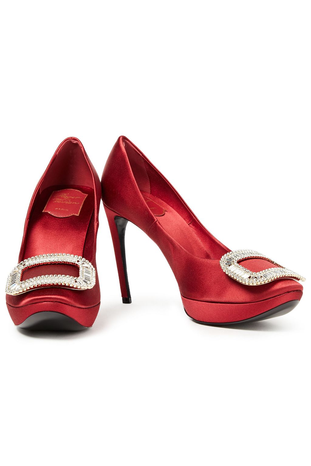 ROGER VIVIER Limelight サテン プラットフォームパンプス クリスタル付き