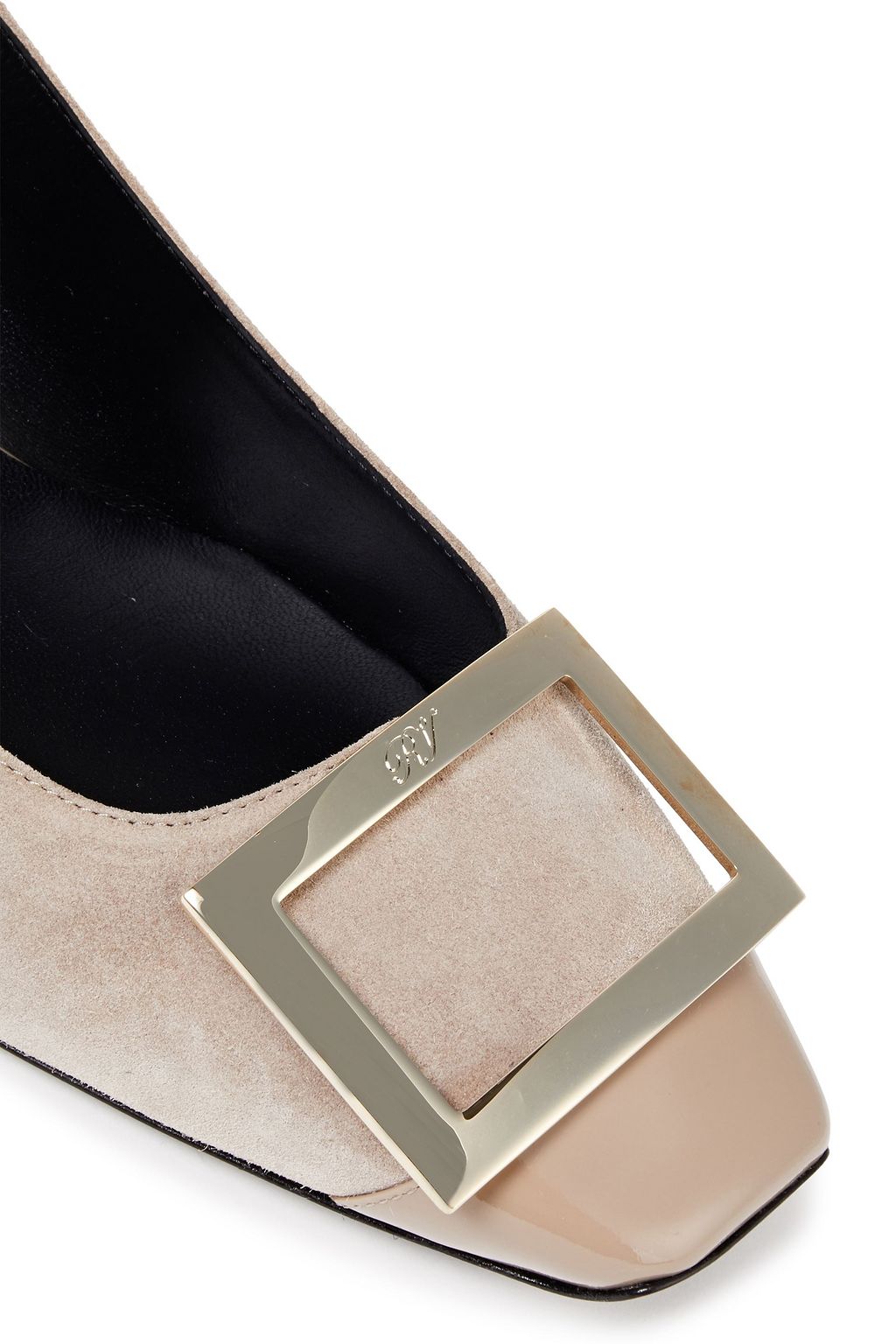 ROGER VIVIER Trompette embellished suede and patent-leather slingback pumps