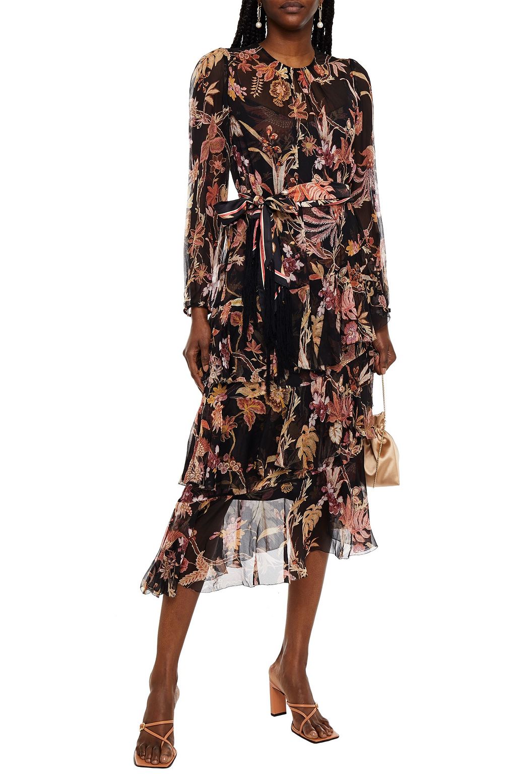 ZIMMERMANN Wavelength tiered floral-print silk-georgette midi dress