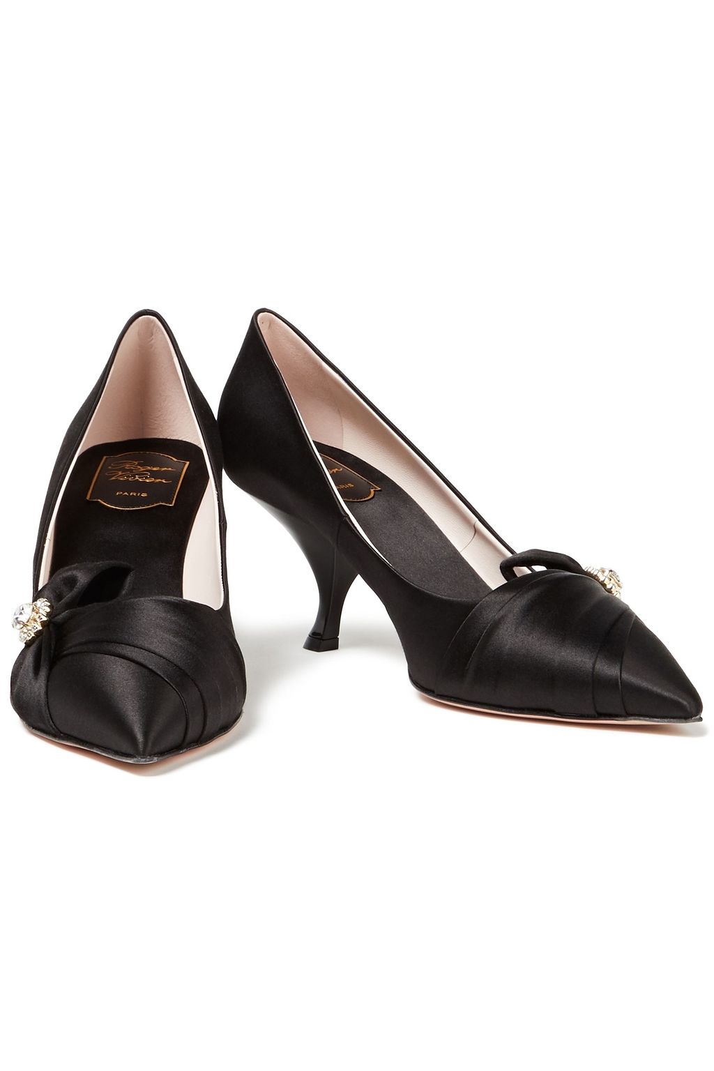 ROGER VIVIER サテン パンプス クリスタル付き