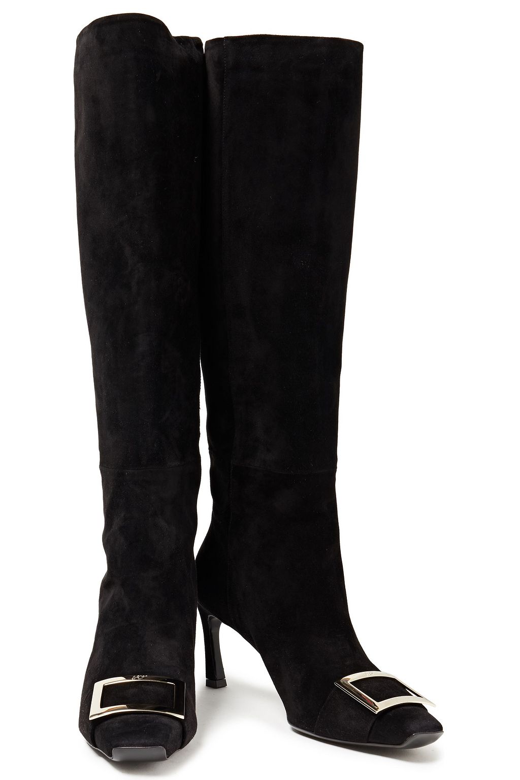 ROGER VIVIER Trompette buckle-embellished suede knee boots