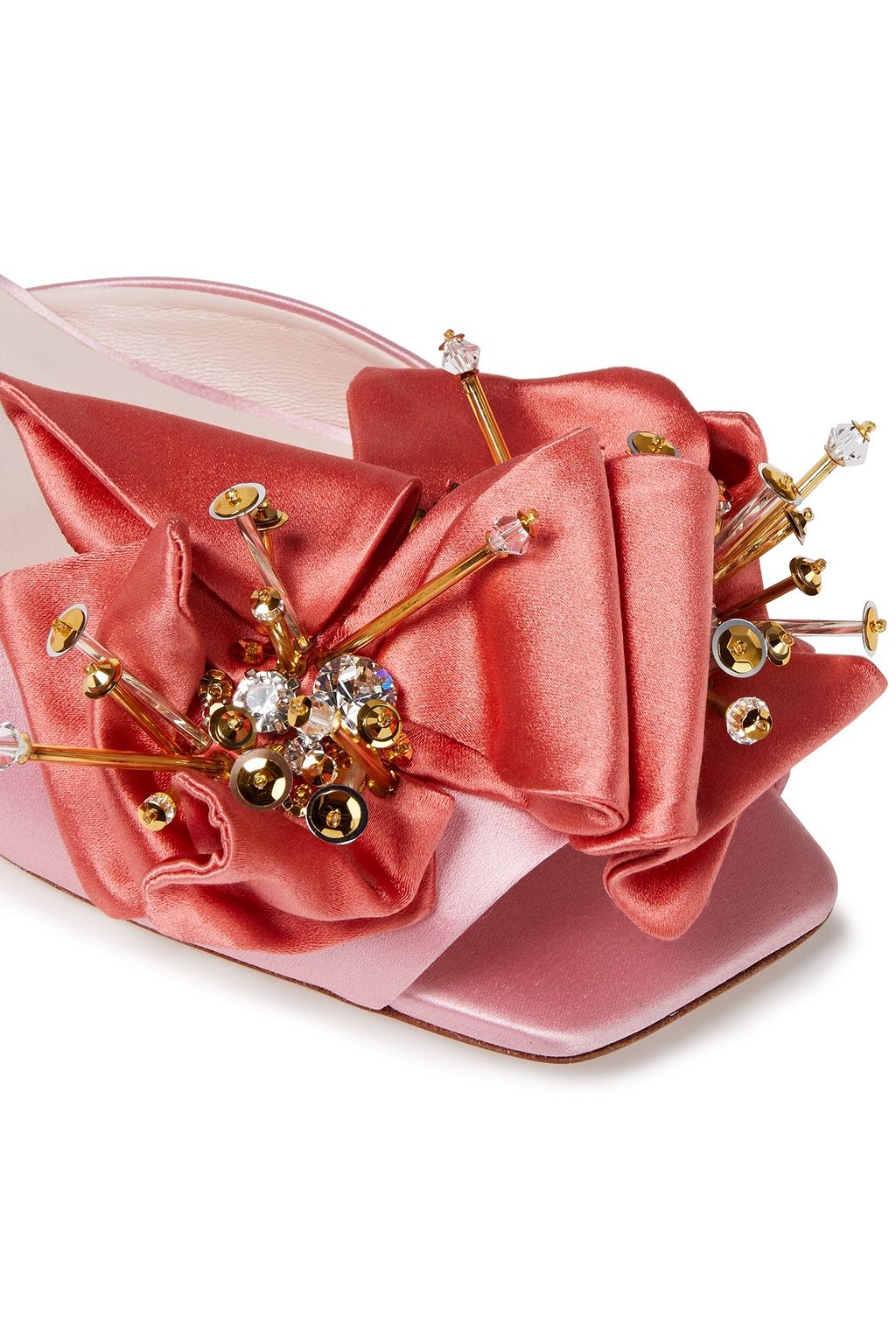 ROGER VIVIER Viv Fireflower クリスタル付き サテン スライドサンダル