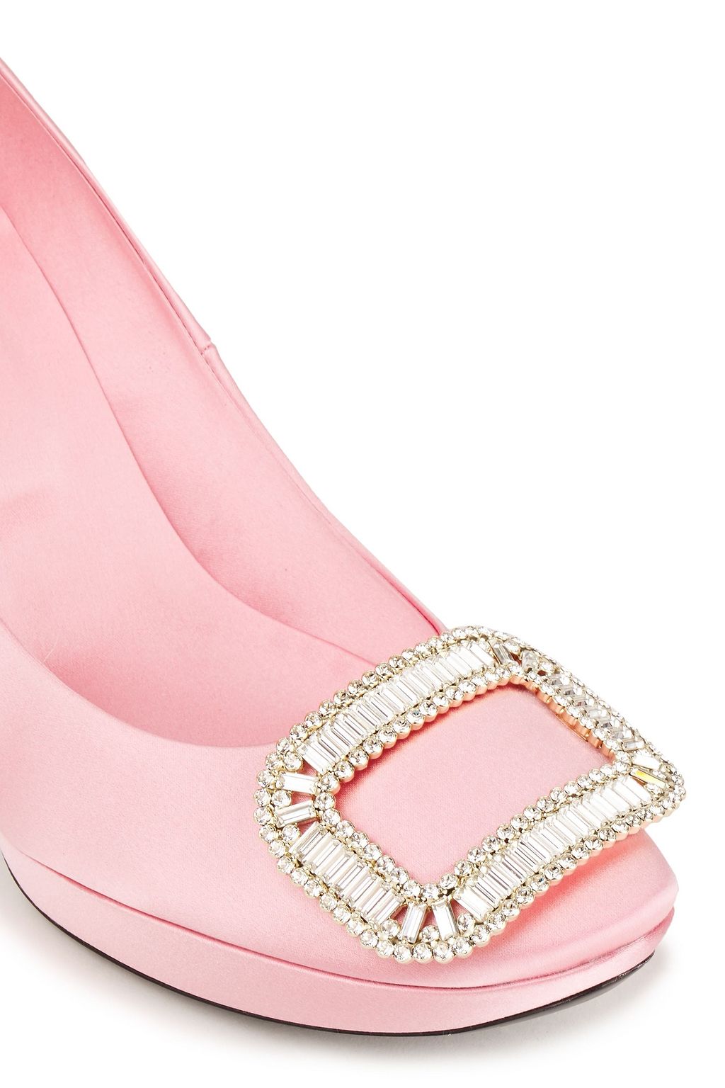ROGER VIVIER Limelight crystal-embellished satin platform pumps