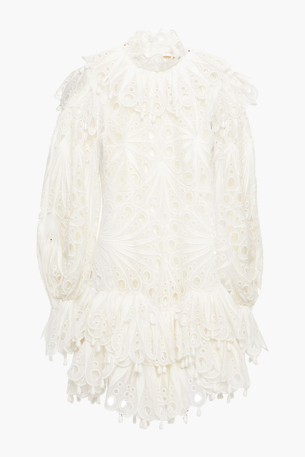 ZIMMERMANN Tiered broderie anglaise linen mini dress | THE OUTNET