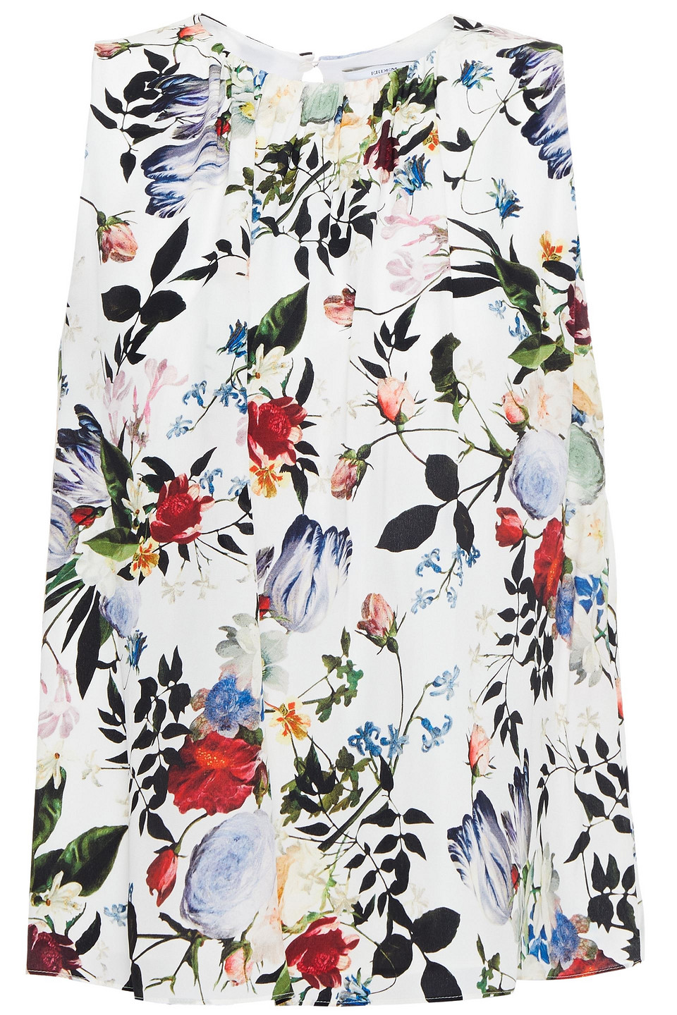 Erdem Woman Warren Gathered Floral-print Silk Crepe De Chine Top White Size 6