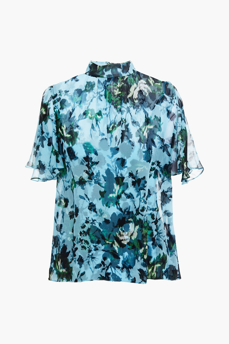 Erdem Woman Caprice Floral-print Silk-georgette Blouse Light Blue Size 8