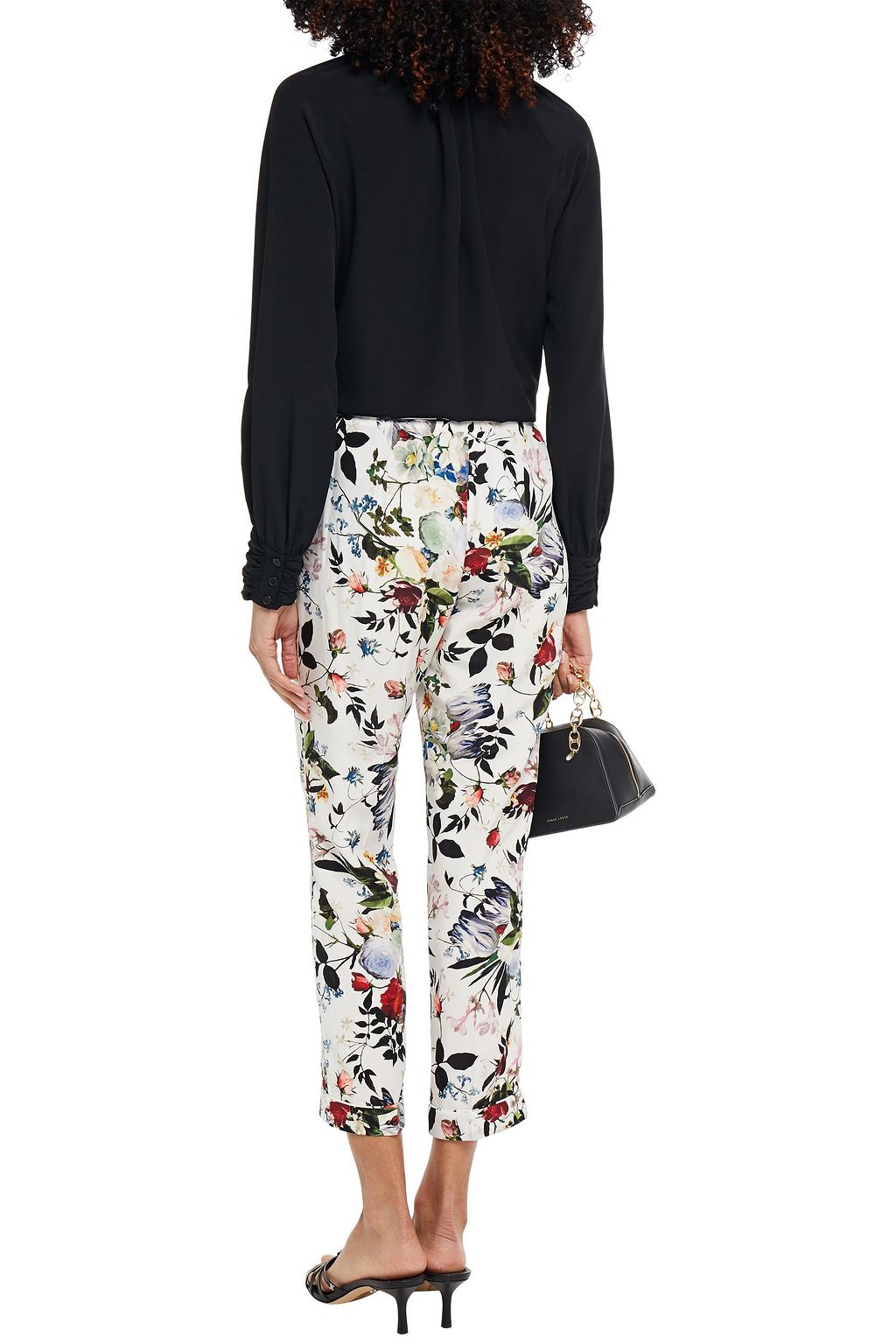 ERDEM Giulia cropped floral-print silk crepe de chine slim-leg pants