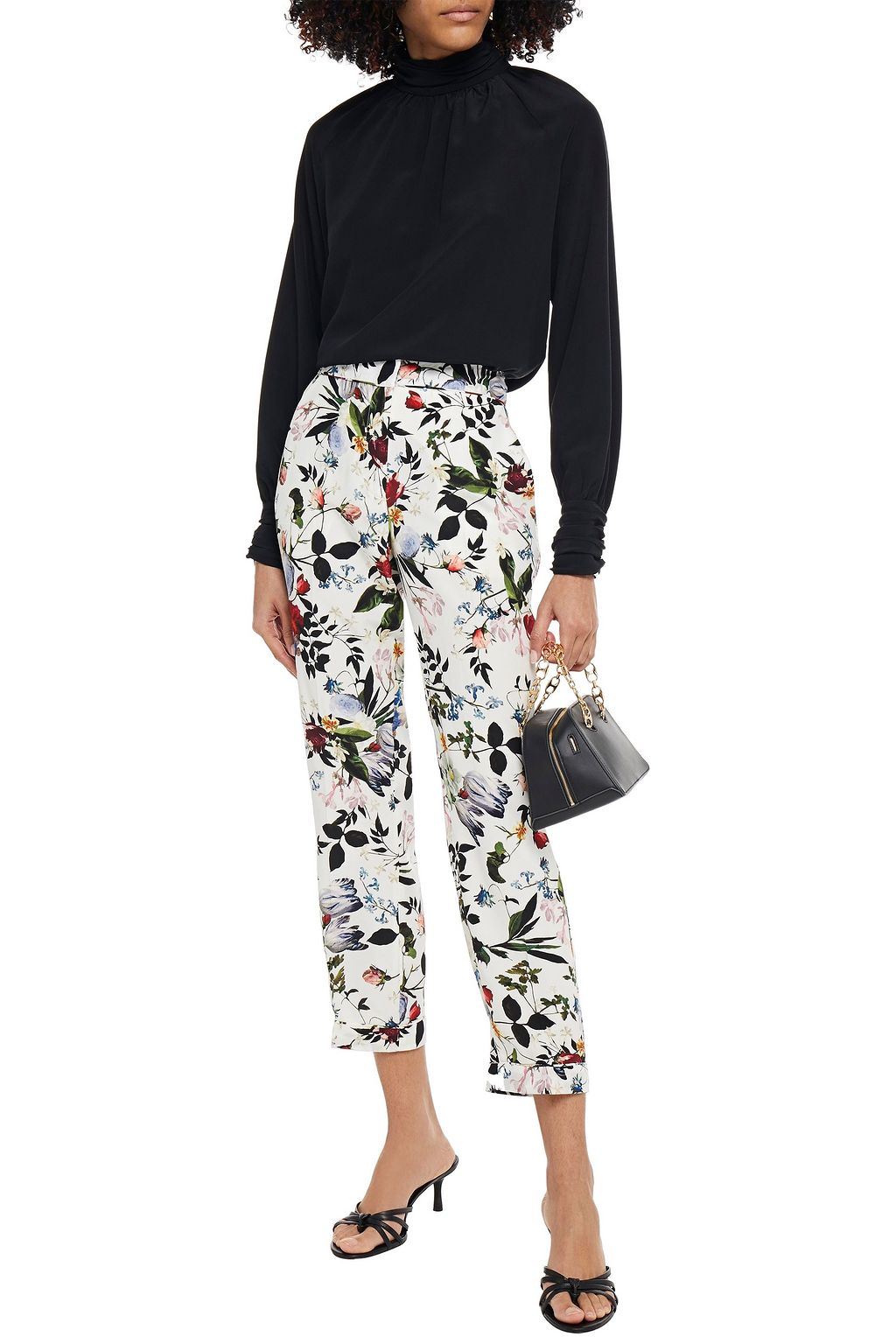 ERDEM Giulia cropped floral-print silk crepe de chine slim-leg pants