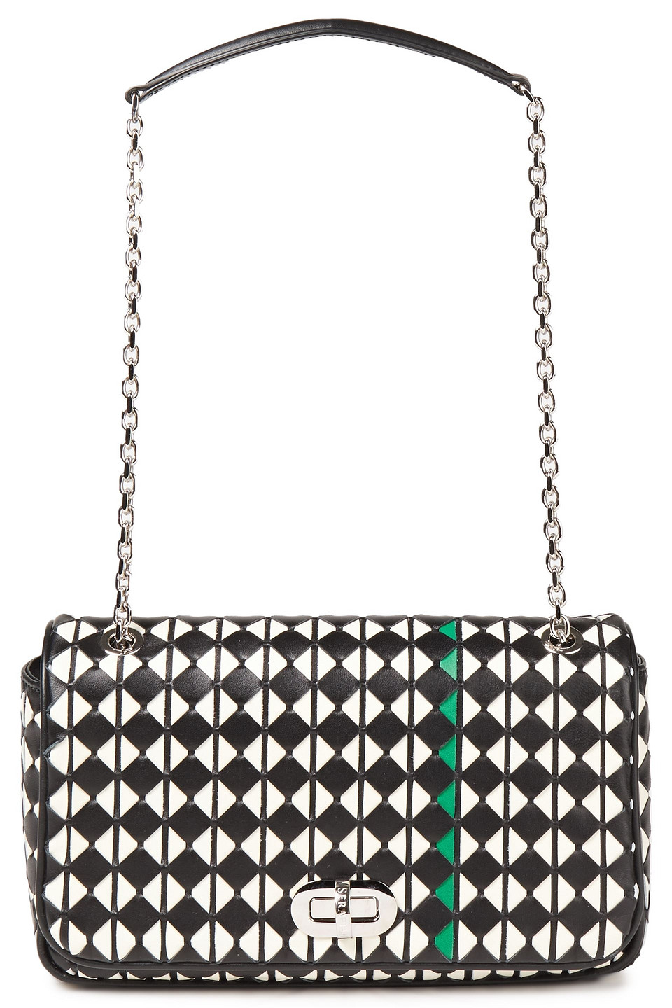 Serapian Woman Mosaico Leather Shoulder Bag Green Size --