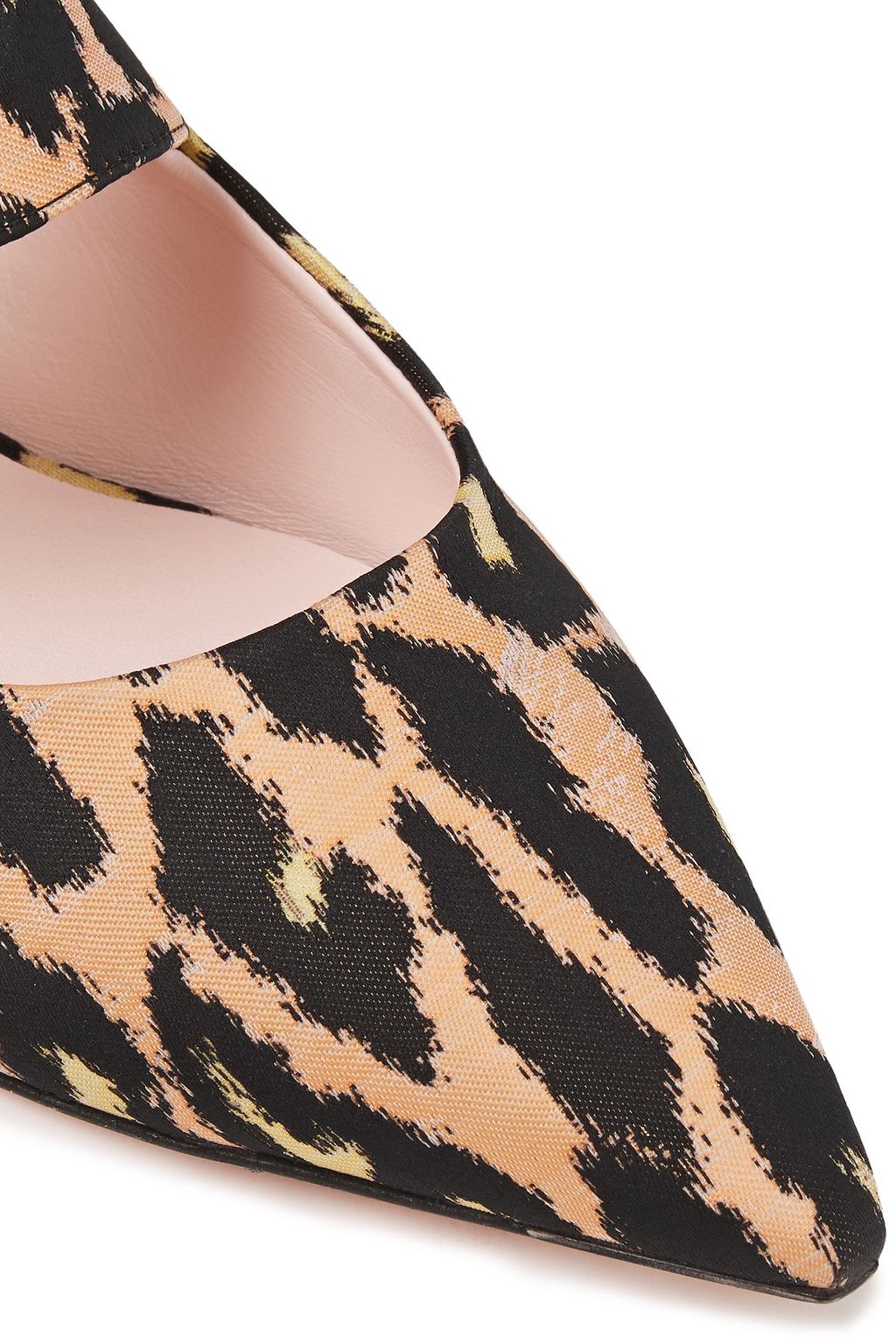 ROGER VIVIER Embellished leopard-print jacquard point-toe flats
