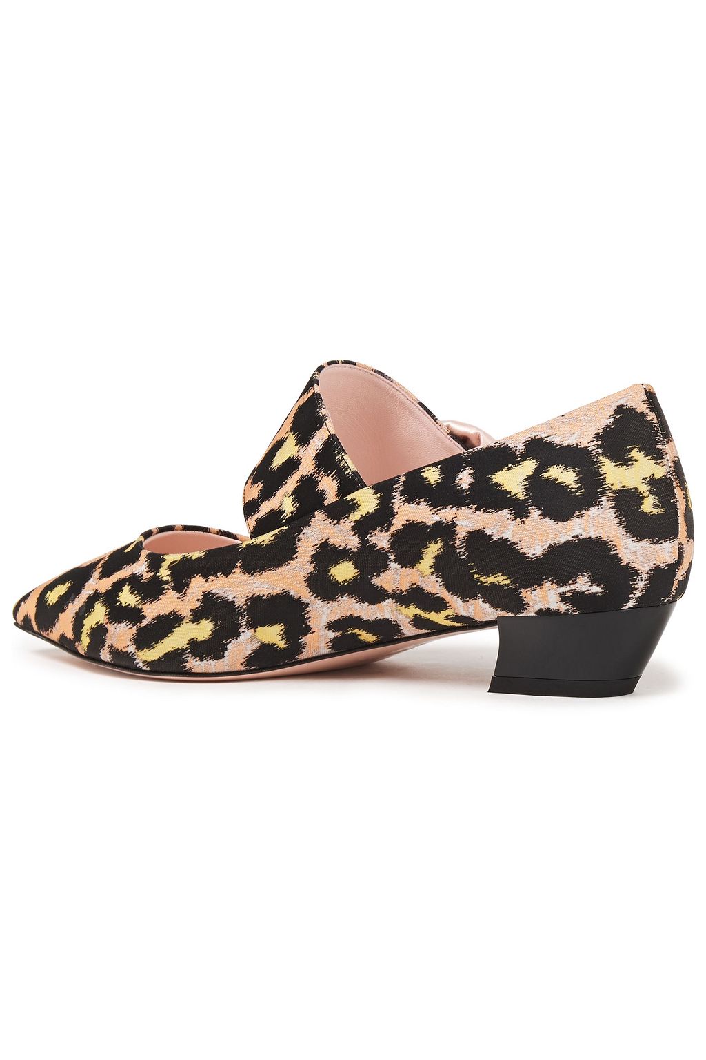 ROGER VIVIER Embellished leopard-print jacquard point-toe flats