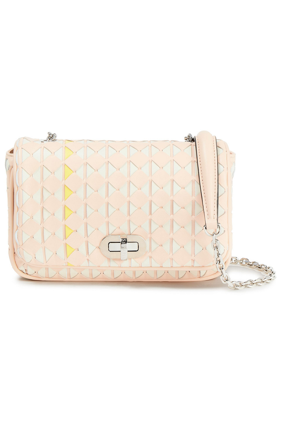 Serapian Woman Mosaico Leather Shoulder Bag Yellow Size --