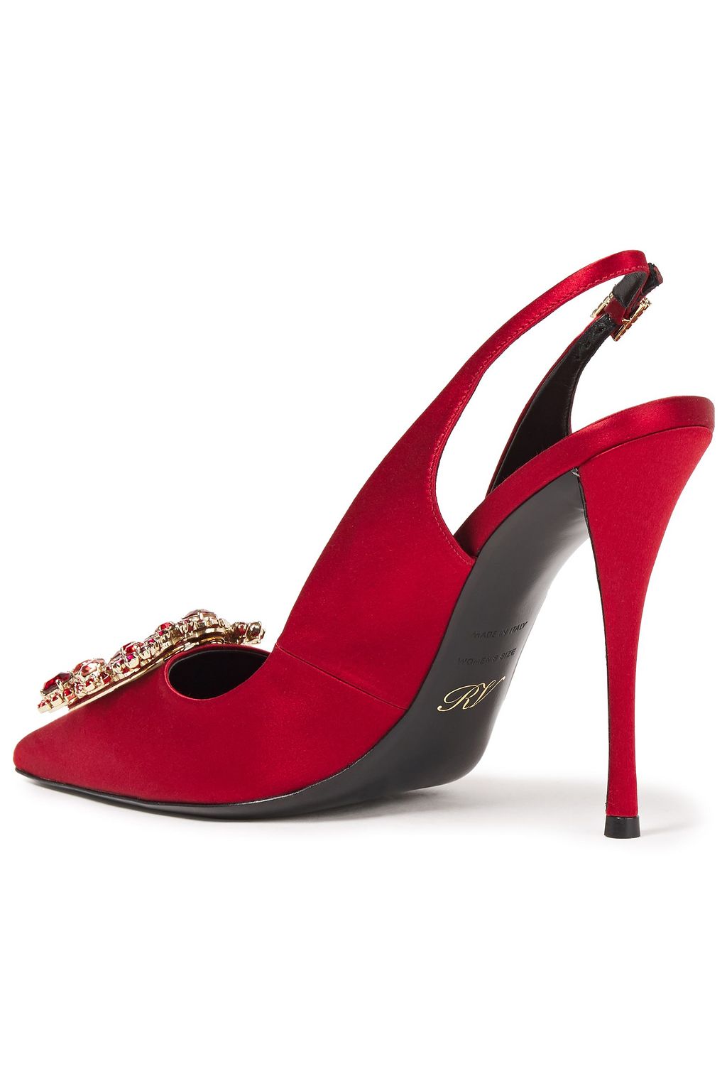 ROGER VIVIER Crystal-embellished satin slingback pumps