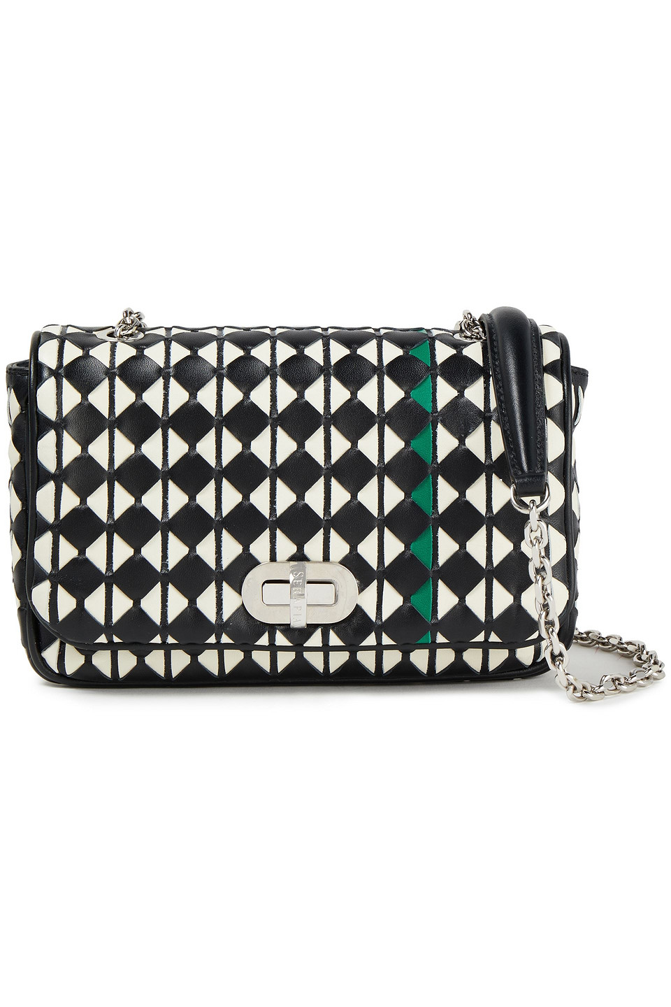 Serapian Woman Mosaico Leather Shoulder Bag Green Size --