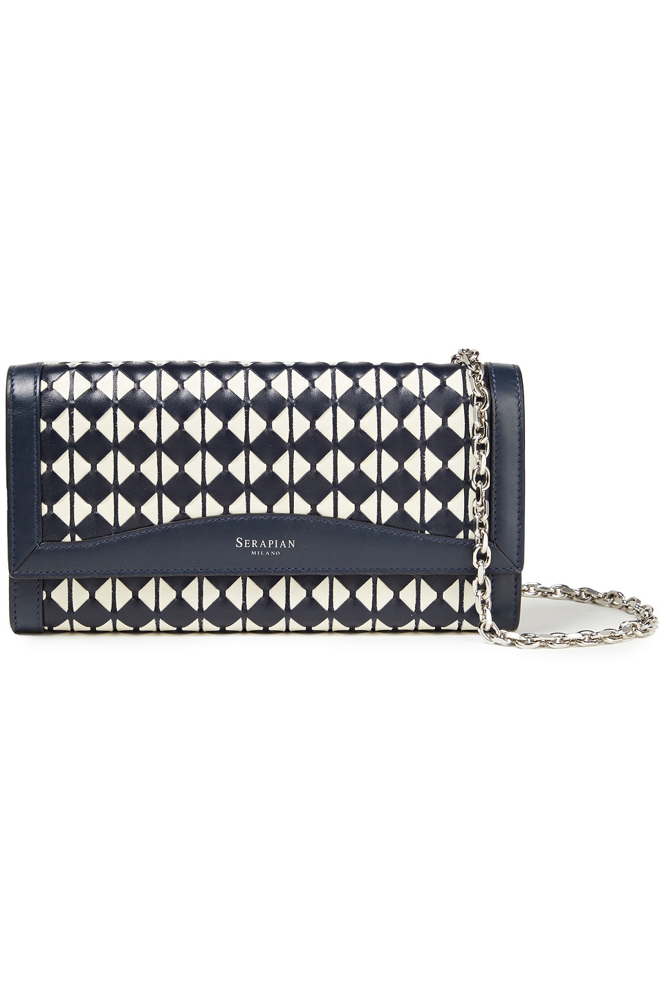 Serapian Woman Mosaico Leather Continental Wallet Navy Size --