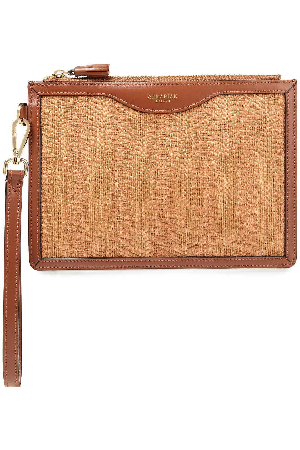 Serapian Woman Leather-trimmed Raffia Pouch Brown Size --
