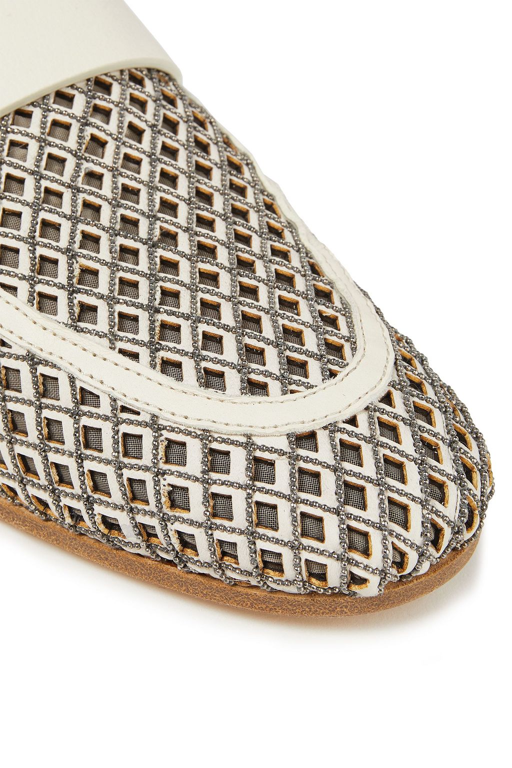 BRUNELLO CUCINELLI Loafers aus lasergeschnittenem Leder mit Zierperlen
