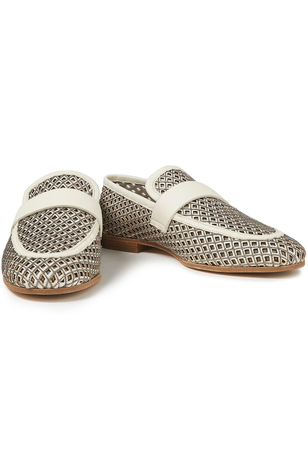BRUNELLO CUCINELLI Loafers aus lasergeschnittenem Leder mit Zierperlen