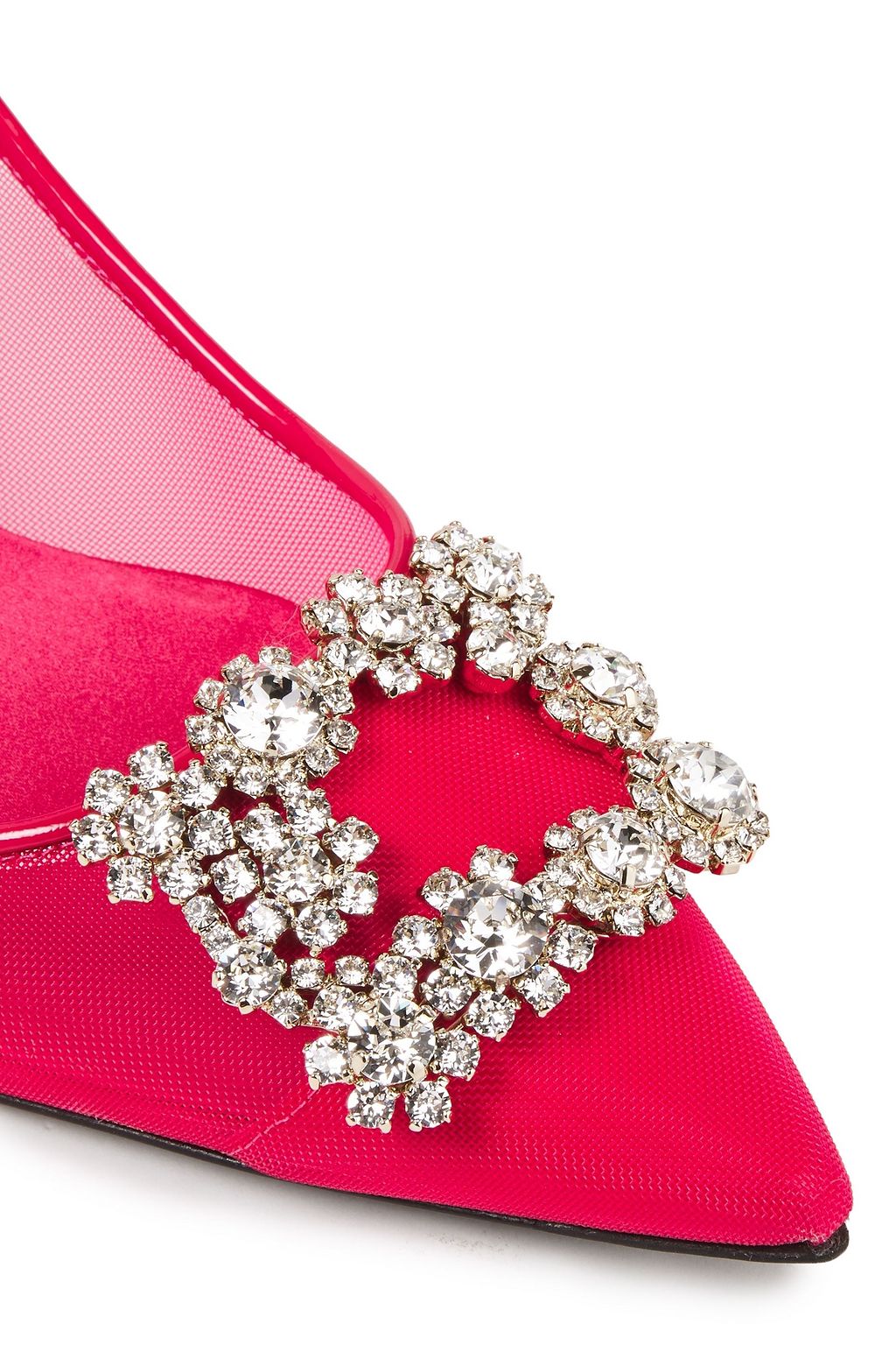 ROGER VIVIER パテントレザートリム 装飾付き メッシュ バックストラップパンプス