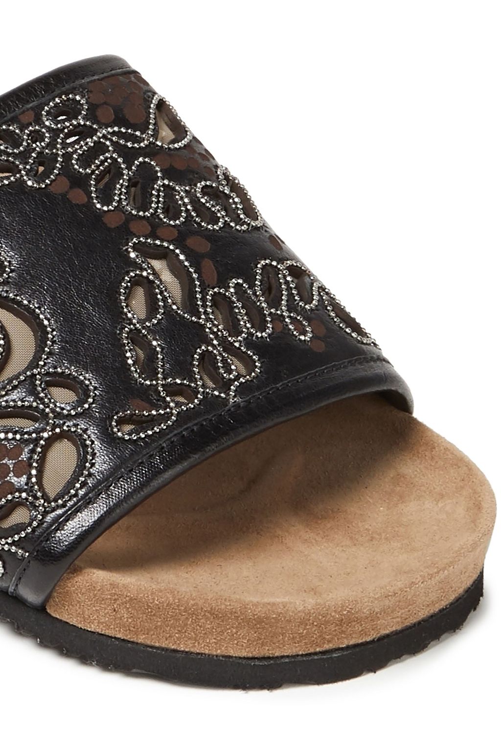 BRUNELLO CUCINELLI Bead-embellished laser-cut leather slides