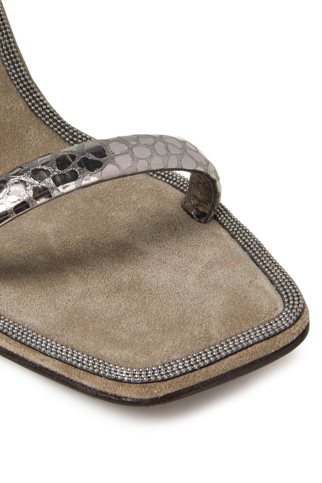 BRUNELLO CUCINELLI Metallic croc-effect leather sandals