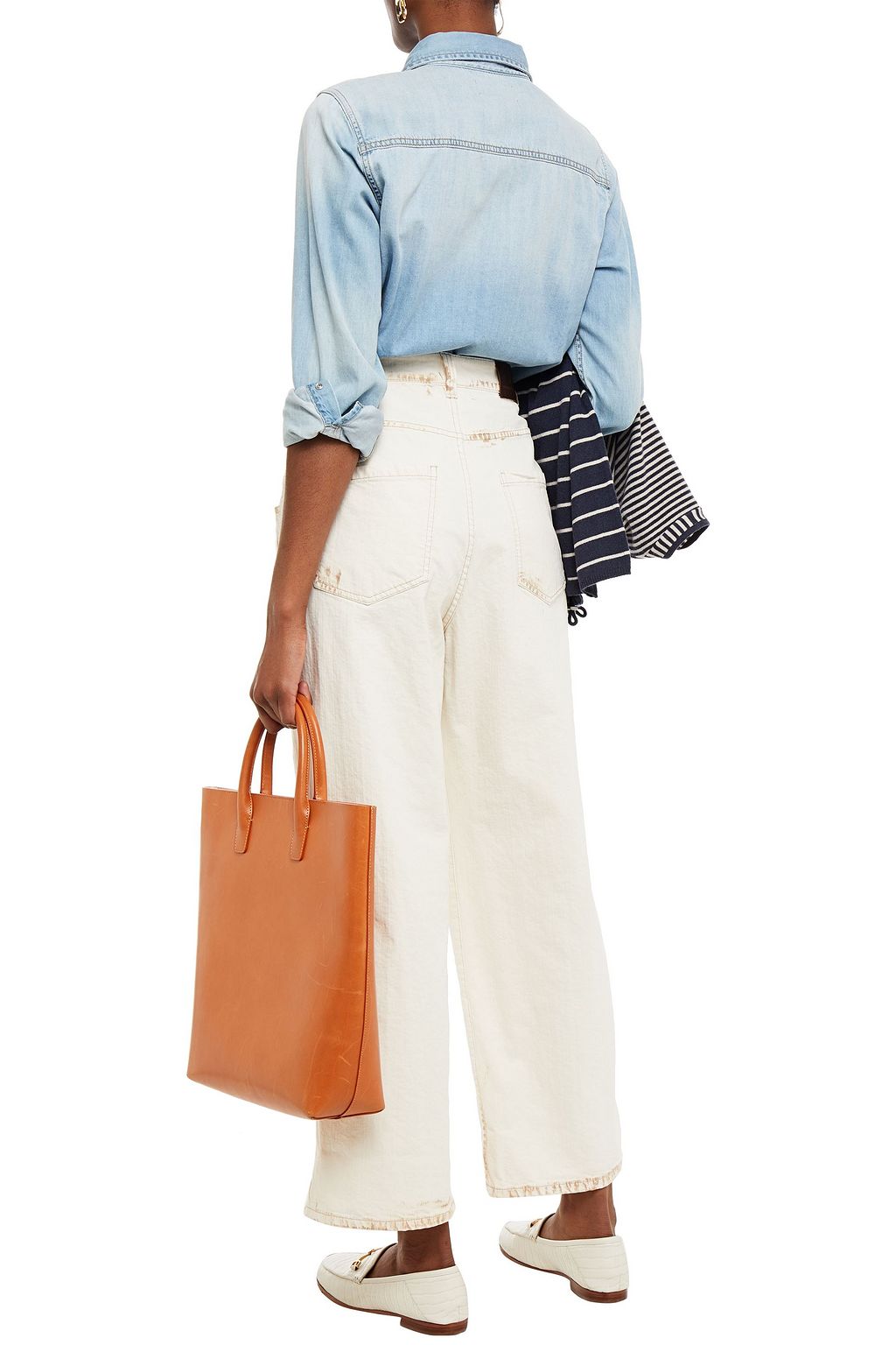 BRUNELLO CUCINELLI Distressed high-rise wide-leg jeans