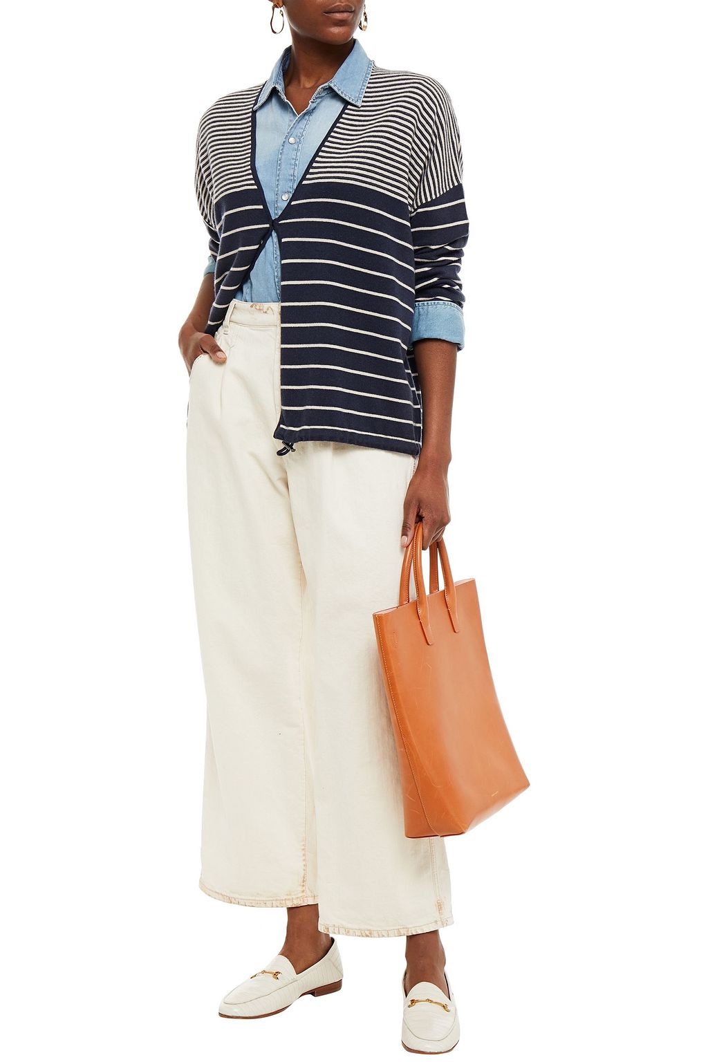 BRUNELLO CUCINELLI Distressed high-rise wide-leg jeans