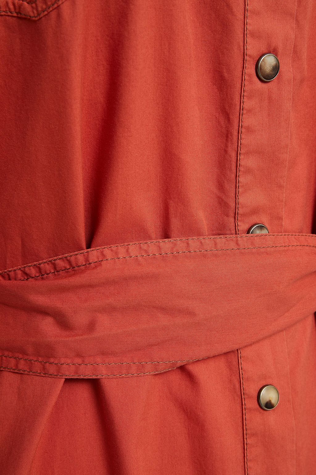 BRUNELLO CUCINELLI Hemdkleid in Midilänge aus Baumwolle mit Zierperlen und Gürtel