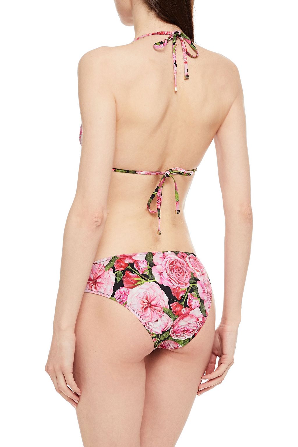 DOLCE&GABBANA BEACHWEAR Floral-print triangle bikini top